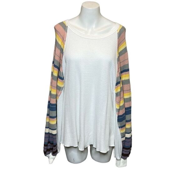 Free People We the Free rainbow dreams thermal balloon sleeve top size S - Picture 3 of 16